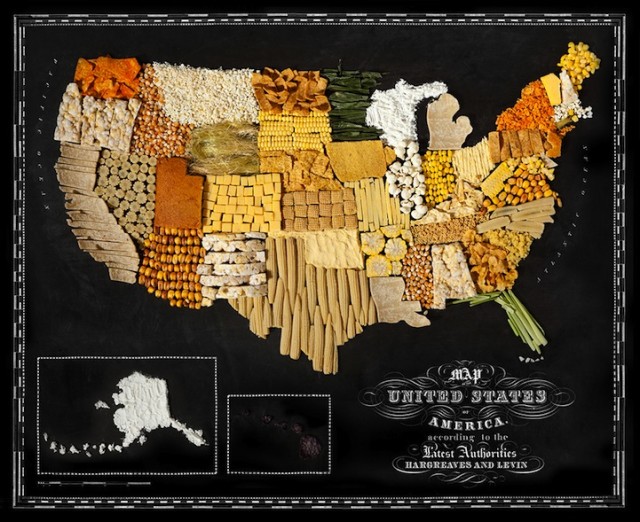 Maps of Countries and Continents Made of Food
