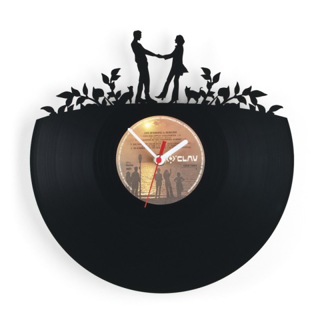 Vinyl record cut out clock