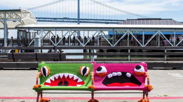 Monster Bench Yarn Bombing