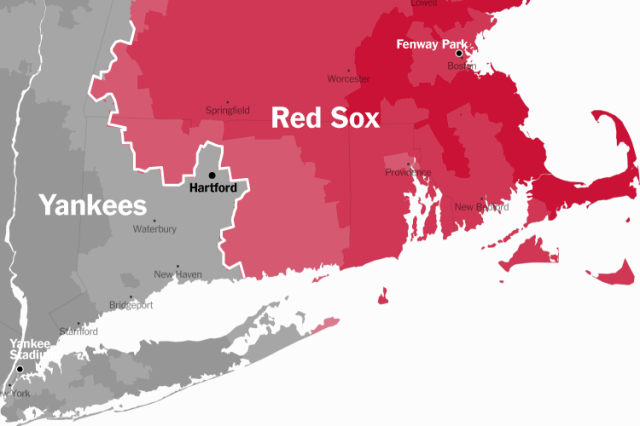 Baseball Map Yankees vs. Red Sox