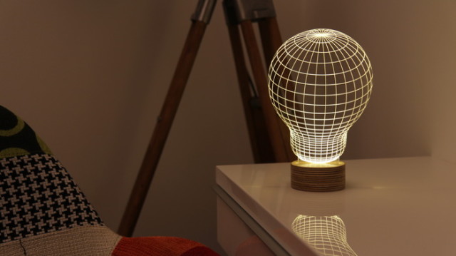 BULBING, A 2D LED Lamp Featuring 3D Wire-Frame Images