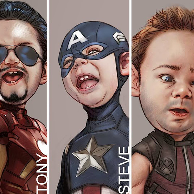 Funny Caricature Portraits of 'The Avengers' That Portray the Mighty  Superheroes as a Cute Children