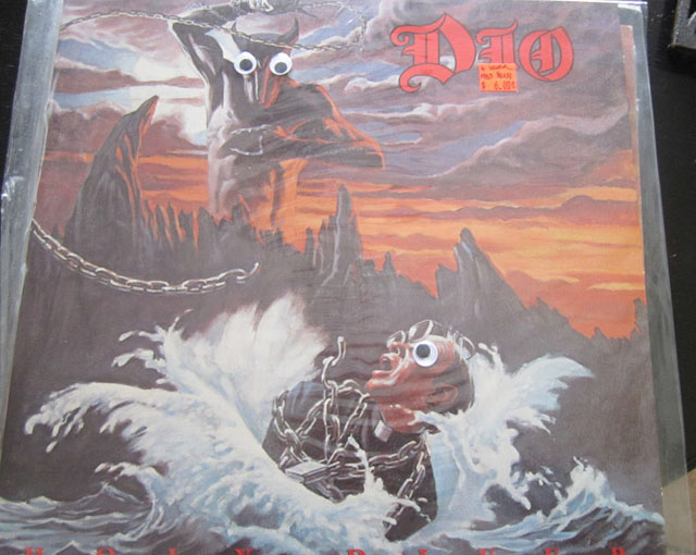 metal albums with googly eyes