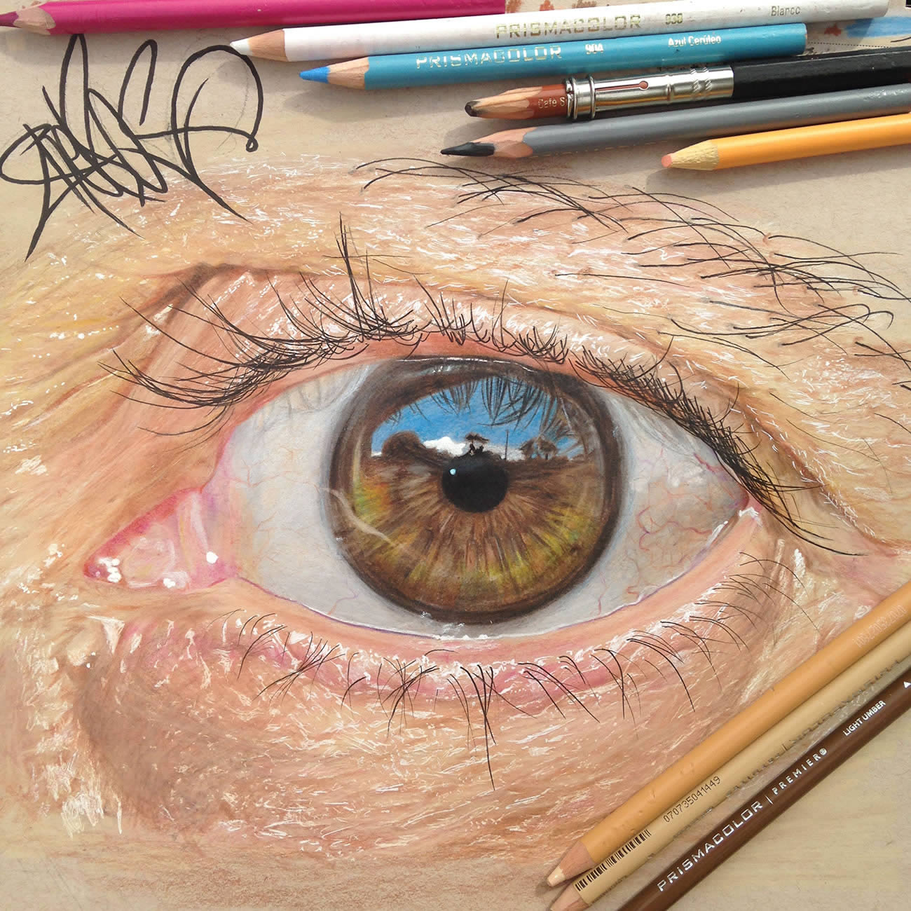 realistic color pencil drawing eye