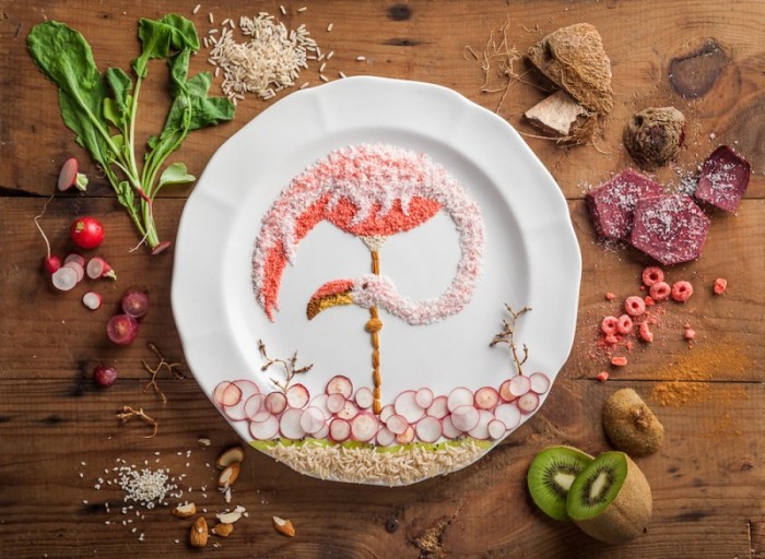 Bird Illustrations Made out of Food