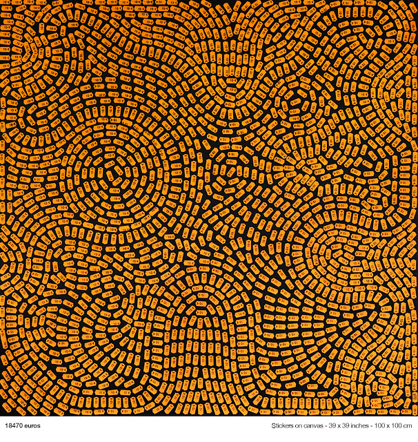 Geometric Price Tag Art on Canvas by French Artist BL67