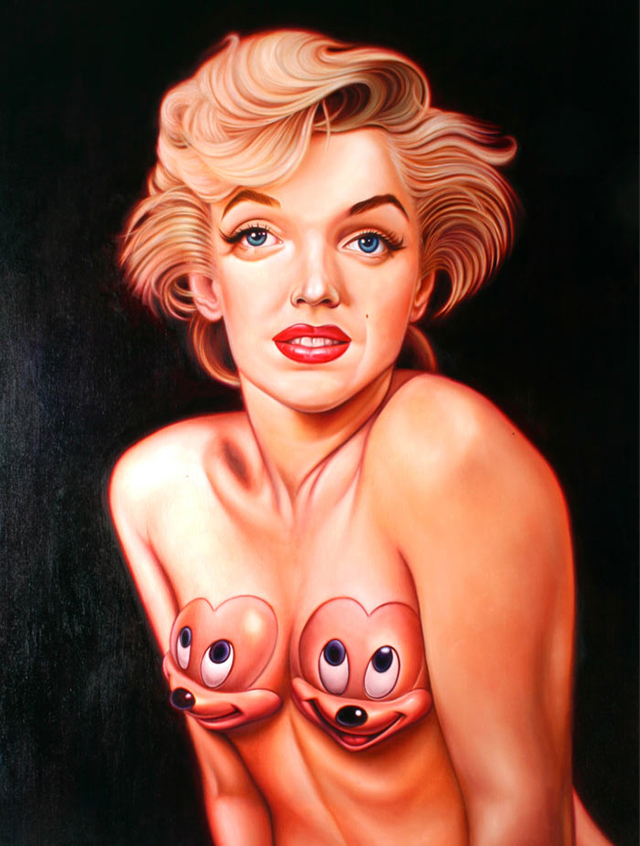Big Eye Marilyn With Mickeys by Ron English