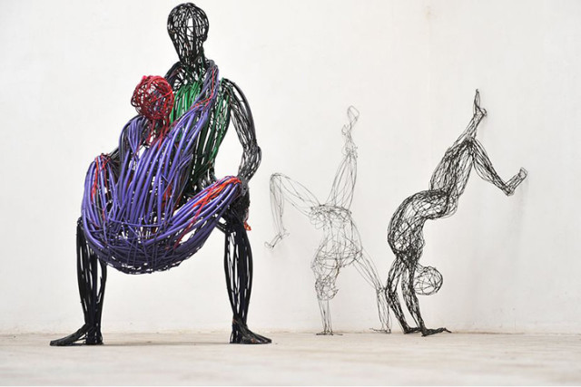 Metal Wire Figure Sculptures by Judit Rita Raboczky