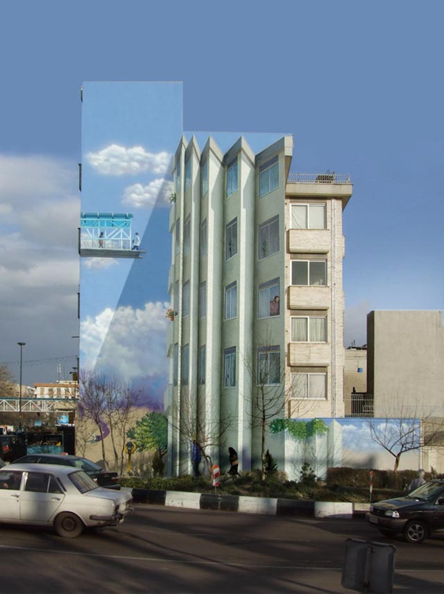 Delightfully Surreal Tehran Building Murals by Mehdi Ghadyanloov
