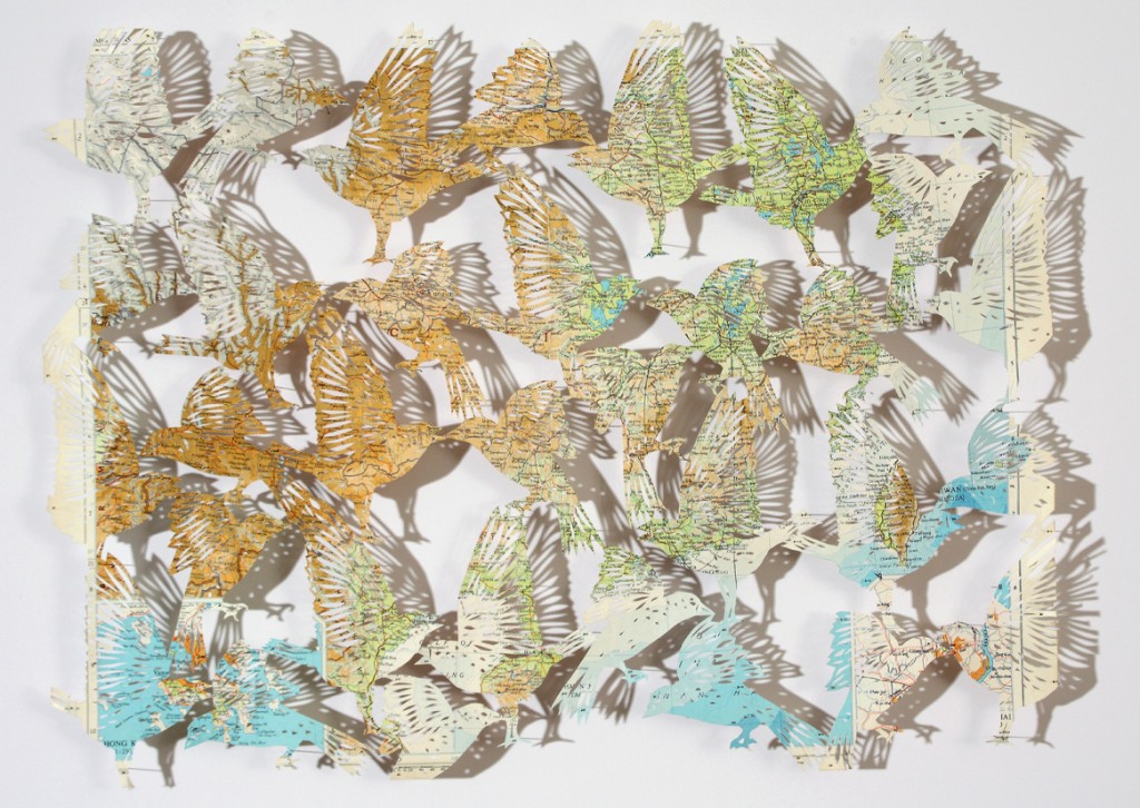 More Nature Art Made From Cut Maps by Claire Brewster