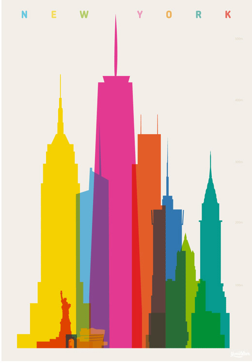 Colorful City Landmark Silhouette Illustrations by Yoni Alter