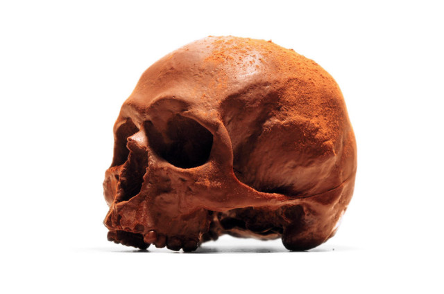 Life-Size Chocolate Replica of a Human Skull