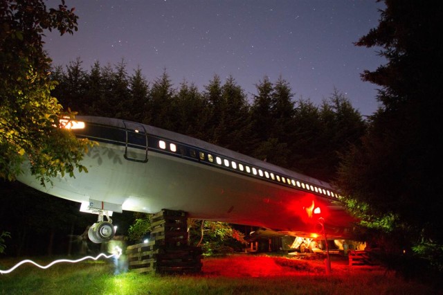 Oregon Man in a Retired Boeing 727 Airliner That is Parked in the Woods