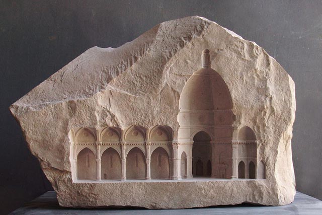 Ancient Architecture Miniatures Carved into Stone by Matthew Simmonds