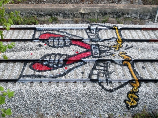 Clever Street Art on Railroad Tracks by Bordalo II