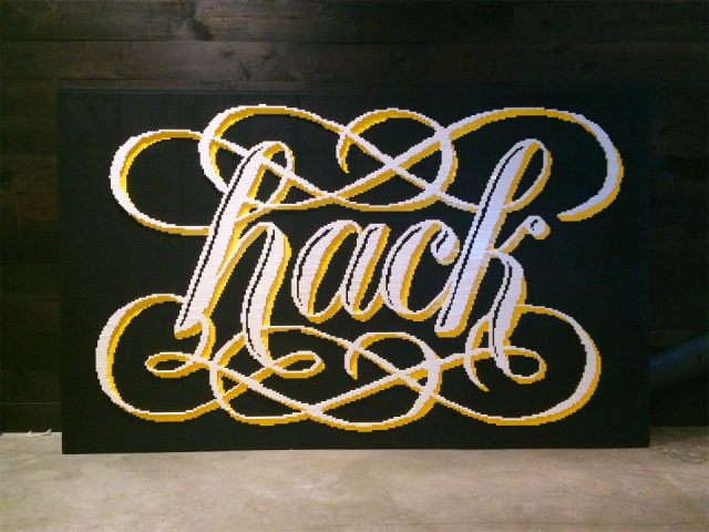 Hack LEGO Lettering Mural by Alice Lee
