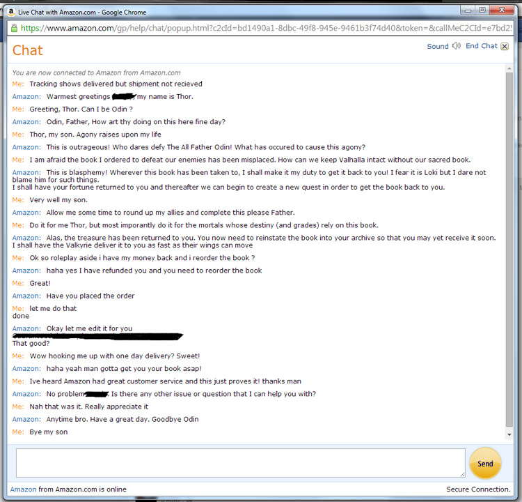 A Norse Mythology-Themed Chat with an Amazon Customer Service Rep