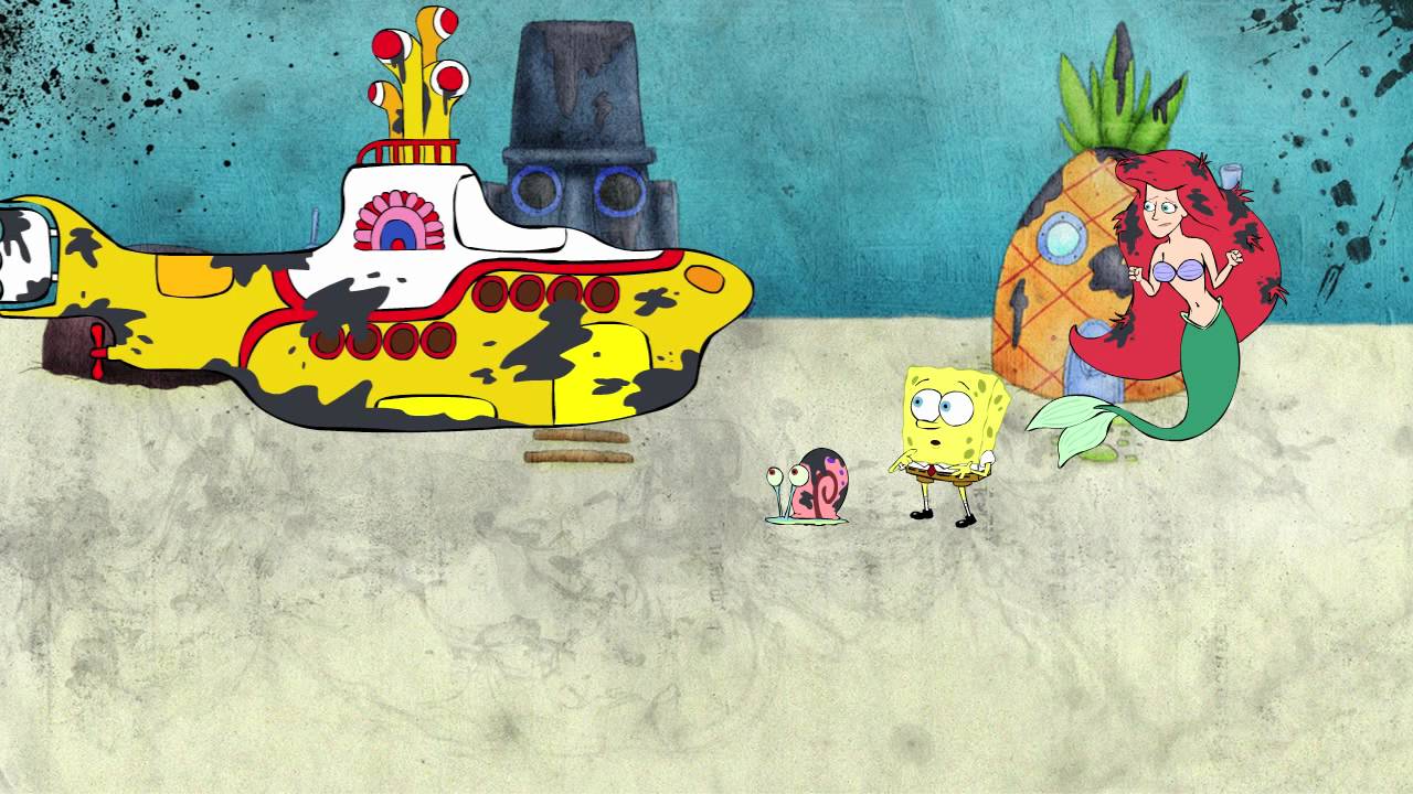 Underwater Cartoon Characters Get Hit By Oil Spill