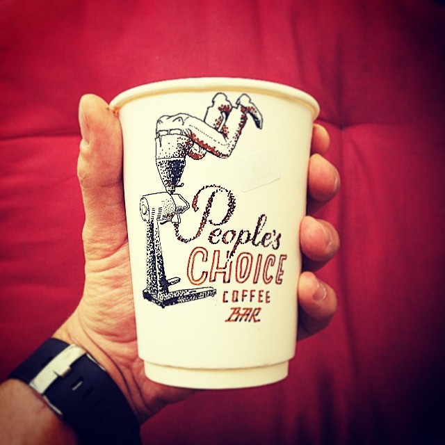 Grim Coffee Brand and Café Logo Concepts on Coffee Cups