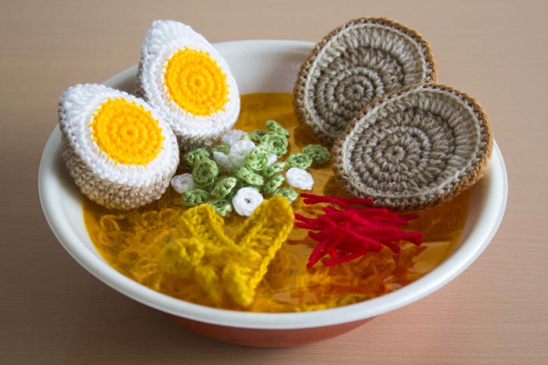 A Beautiful Crocheted Bowl of Ramen Noodles That Looks 