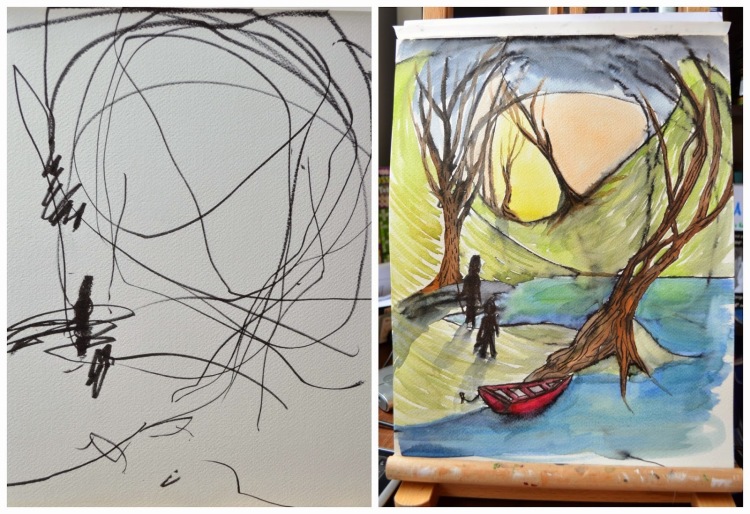 Artist Turns Daughter's Drawings Into Paintings