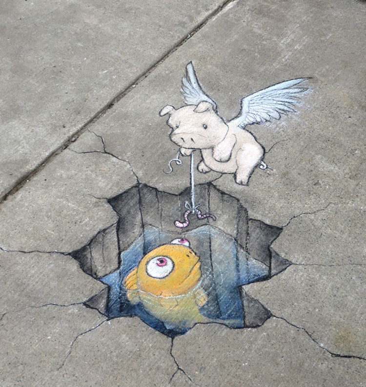 Adorable Character Street Art by David Zinn