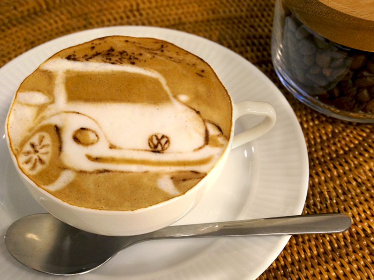 3D Latte Art of a Volkswagen Beetle