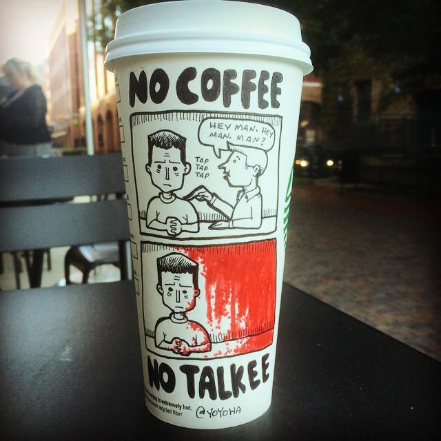 Twisted Coffee Cup Cartoons by Josh Hara