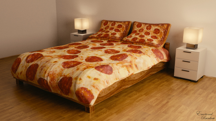 Photorealistic Pizza and Hamburger Bedding