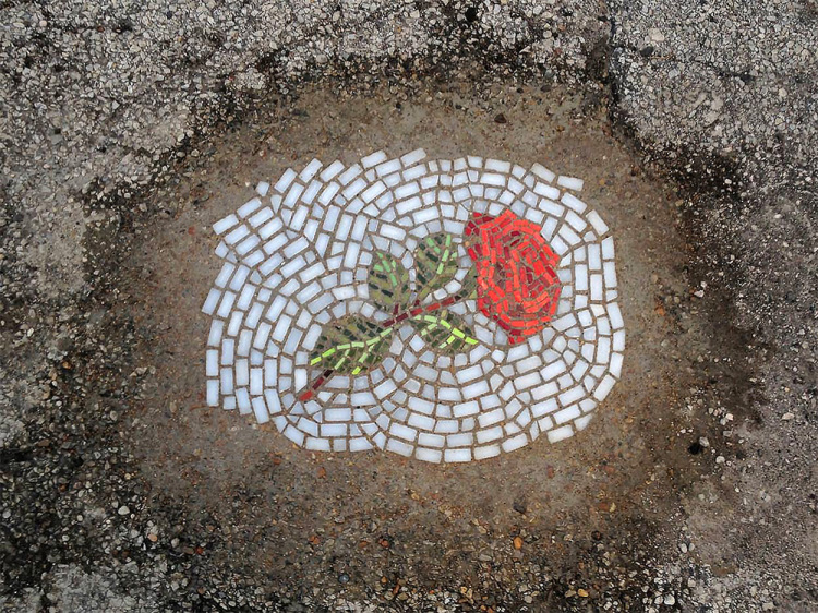 Flower Pothole Mosaics by Jim Bachor