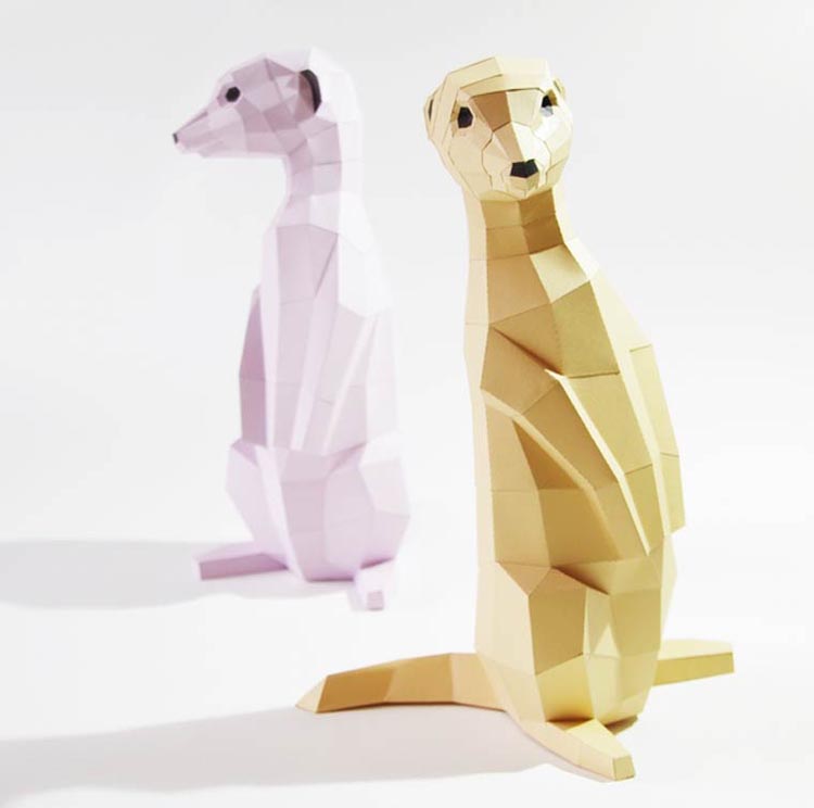 Polygonal Paper Animal Sculptures by Wolfram Kampffmeyer