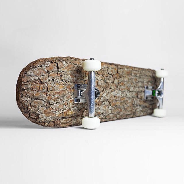 Natural Skateboarding, A Skateboard Deck Made Out of Coarse Tree Bark