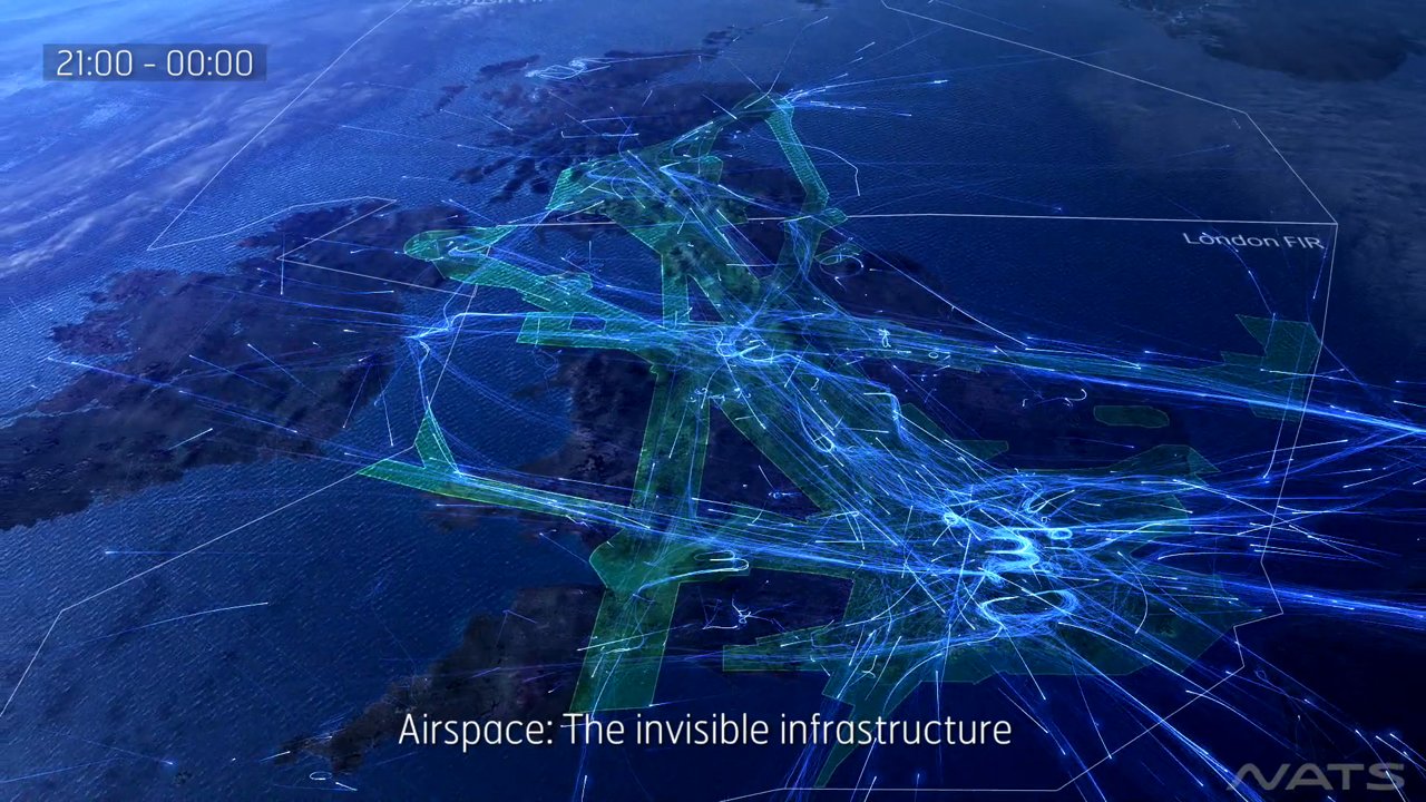 'uk 24', A Stunning Visualization Of Air Traffic Over The United Kingdom