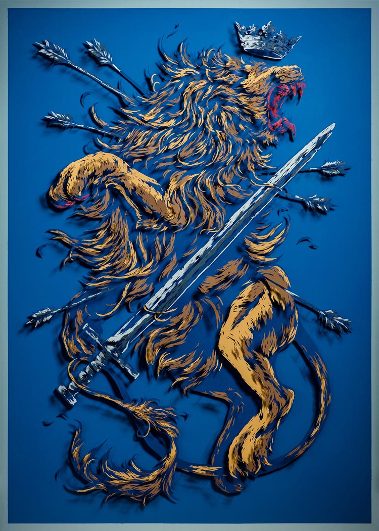 An Incredibly Detailed Cut Paper Rendition of the Netherlands Coat of Arms