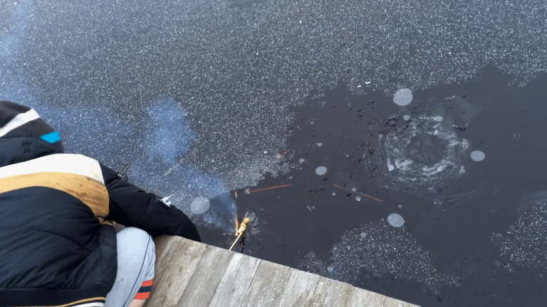 Fireworks Shot Under Frozen Lake