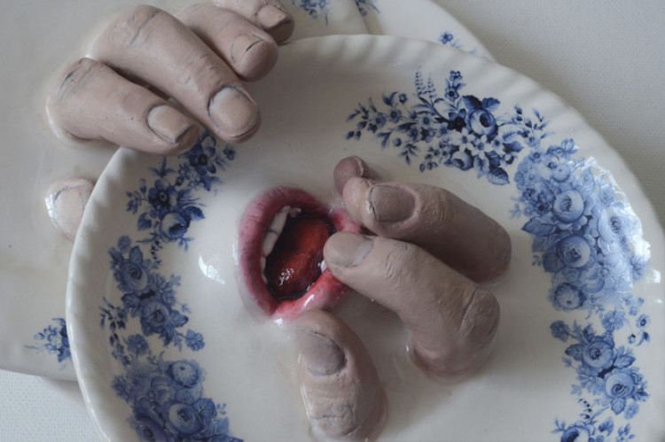 Creepy Dinnerware With Mouths and Fingers by Ronit Baranga