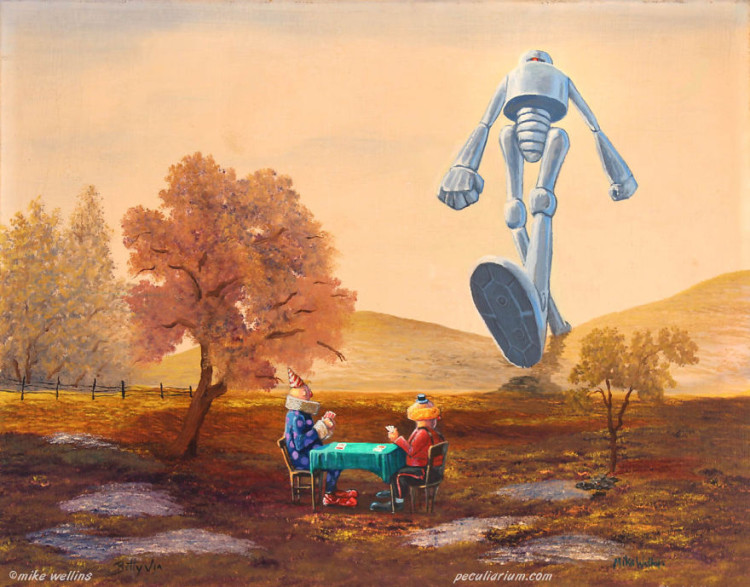 Altered Thrift Store Paintings by Mike Wellins