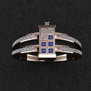 Double Band TARDIS Ring Gold