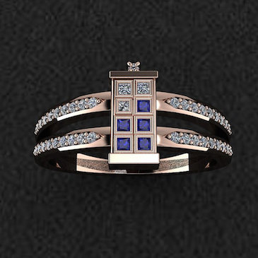 Double Band TARDIS Ring Gold