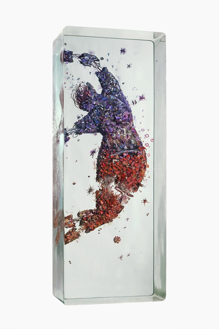 Psychogeographies 3D Collage Glass Sculpture by Dustin Yellin