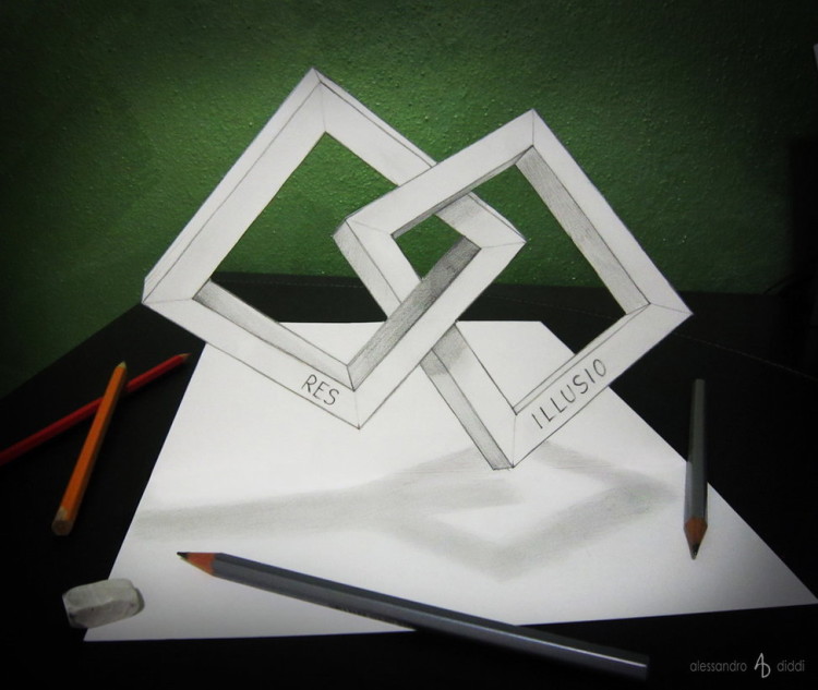 3D Illusion Pencil Drawings by Alessandro Diddi