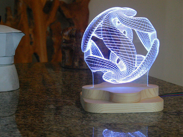 Chain Link Loveboat Amazing Optical Illusion 3D Glow LED Lamp Art Sculpture Lights Produces Unique Lighting Effects and 3D Visualization for Home Decor 