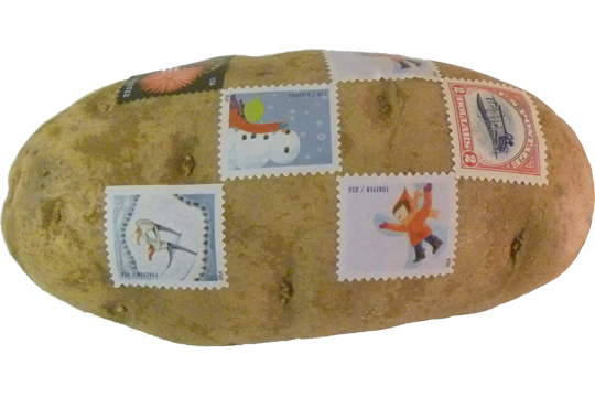 Mail a Spud potato with stamps