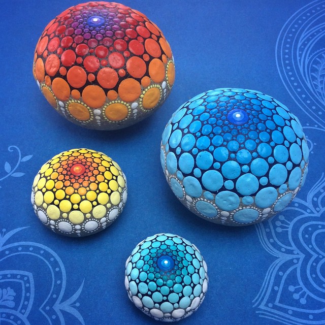 painted stones in group