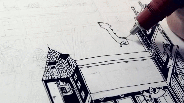 Time-Lapse of Artist Guillaume Cornet Drawing an Illustration