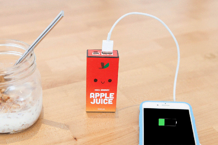 The 100 Energy Apple Juice Power Pack, A Stylish and Compact Backup Battery Pack for USB