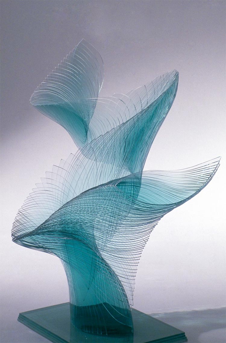 Layered Glass Sculptures Arranged in Spiraling Forms