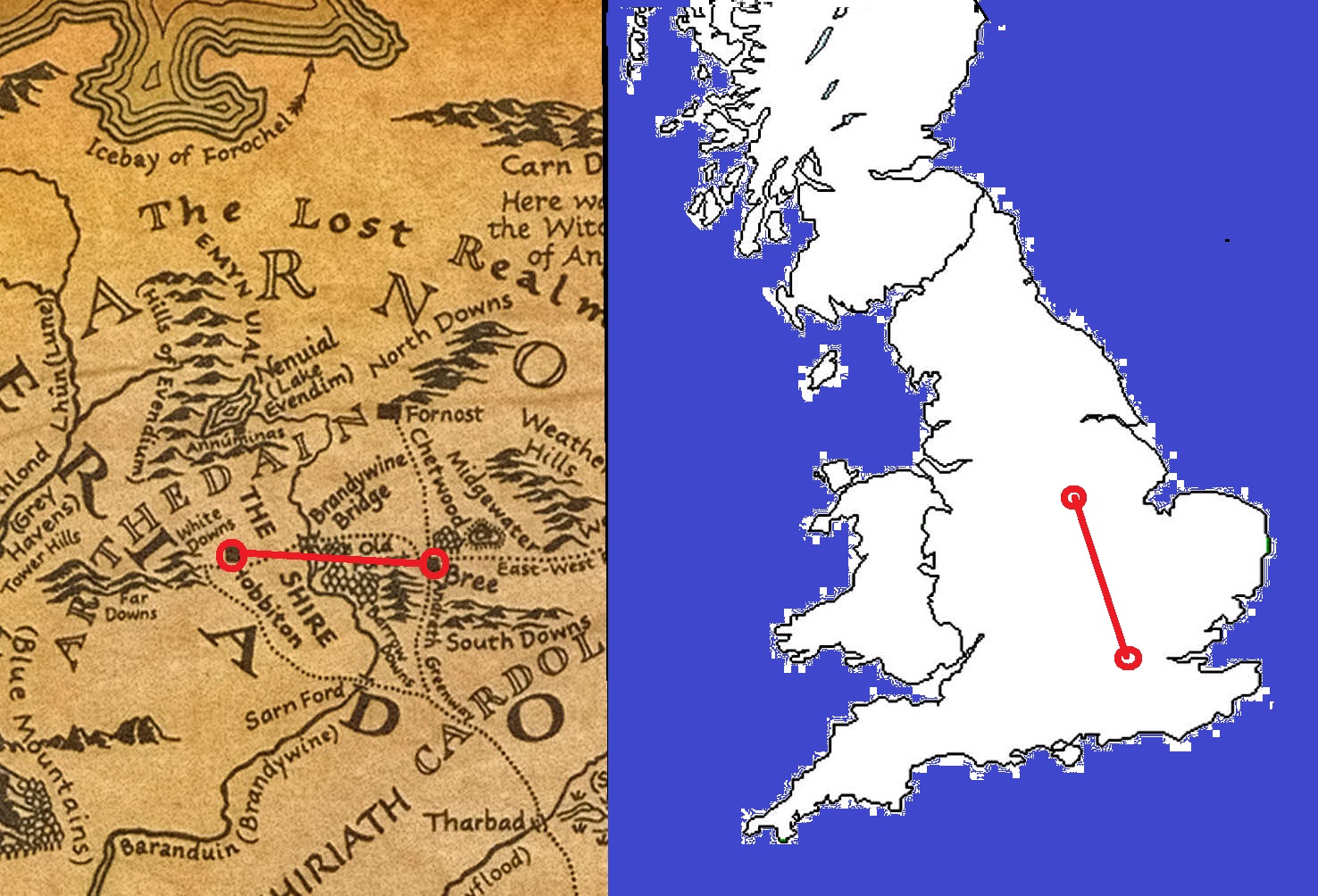 A Comparison Between the Distance Frodo and Sam Walked in 'Lord of the