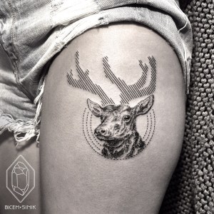 stag tattoo by Bicem Sinik