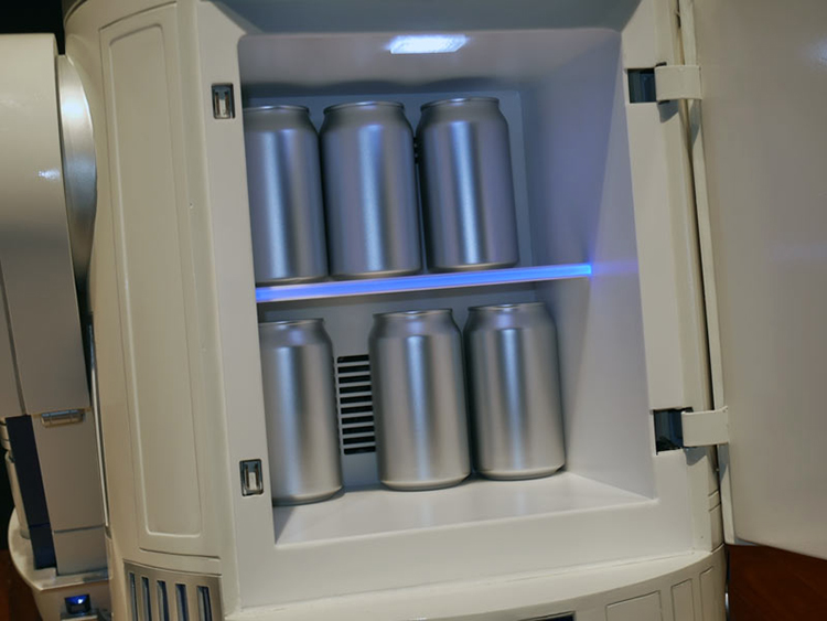 A FullSize 'Star Wars' Rechargeable & RemoteControlled R2D2 Mini Fridge Capable of Bringing